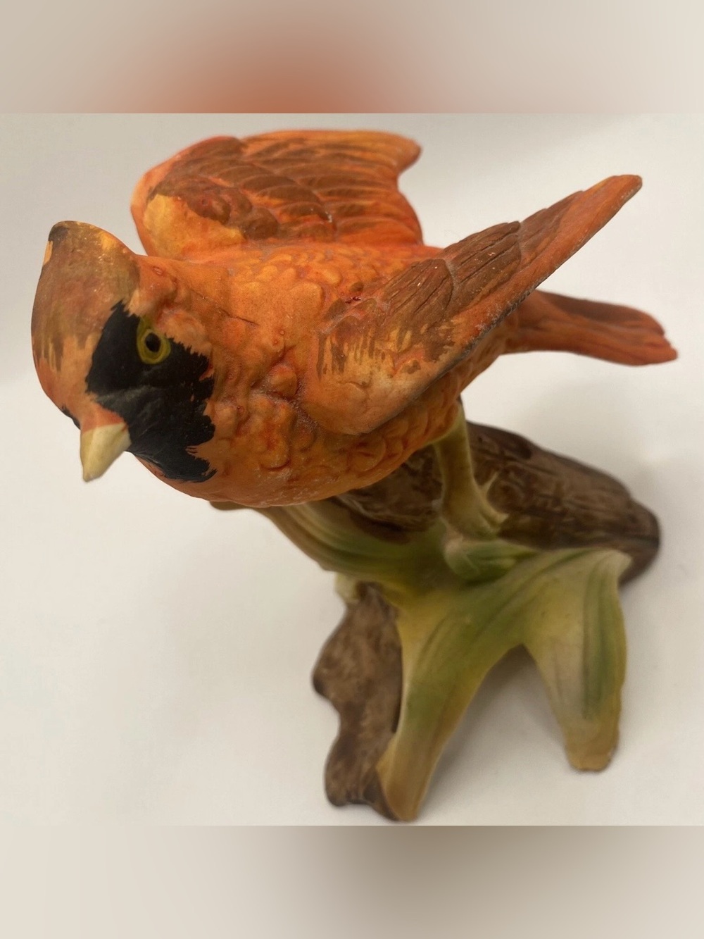 Vintage Orange Cardinal Bird Figurine Japan